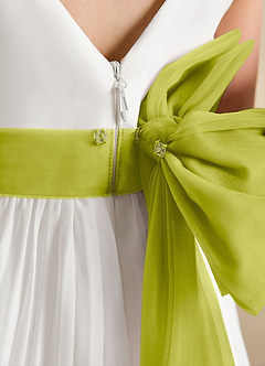 Azazie Margot Flower Girl Dresses Ivory Lemongrass A-Line Pleated Chiffon Dress image9
