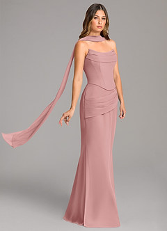 Azazie Sorrel Bridesmaid Dresses Dusty Rose Mermaid Corset Chiffon Dress image4