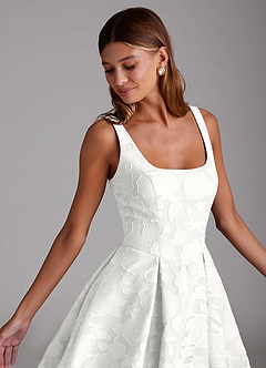 Azazie Amalie Bridesmaid Dresses White A-Line Pleated Floral Burnout Dress image5