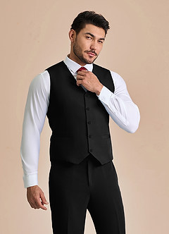 front James Black Structured Stretch Suit Vest