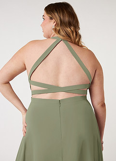 Azazie Clarice Abiti da Damigella Abito A-Line in Chiffon con Scollo Halter Pistacchio image10