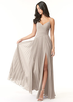 Azazie Vini Bridesmaid Dresses Frost A-Line V-Neck Pleated Chiffon Dress image1