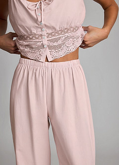 front Lyocell-Cotton Lace-Waist Cami & Long Pants Pajama Set