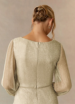 Upstudio Winslow laatste Uitverkoop A-Lijn Jurk van Metalen gaas V-hals geplooid Champagne image5