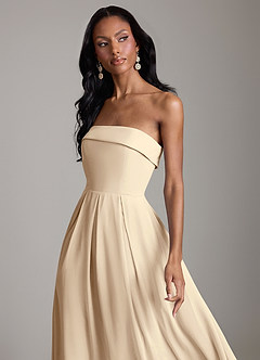 Azazie Lucienne Bridesmaid Dresses Champagne A-Line Strapless Chiffon Convertible Dress image4