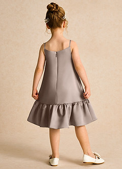 Azazie Kiwi vestidos de niña de las flores Vestido de Gris Pardo de Satin Mate de Corte En A con Tirante Espagueti image2