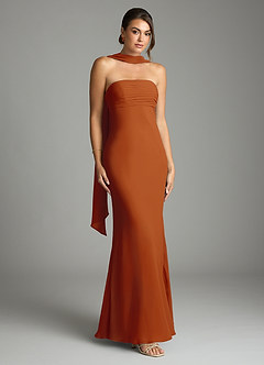 Azazie Saylor Vestidos de damas de honor Vestido de Pimenton de Gasa de Corte Sirena con Sin tirantes image1