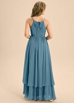 Azazie Elliora Junior A-Linie Plissee Chiffon Kleid Bermudablau image2