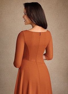 Azazie Durant Vestidos para mãe da noiva Vestir Canela de Chiffon de Linha A com Plissado image5