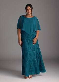 Azazie Whilhelmina Final Sale Ink Blue Mermaid Lace Chiffon Dress image9