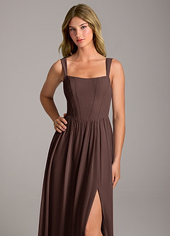 Azazie Rosaline At-home Try On Dresses Eucalyptus A-Line Side Slit Chiffon Dress image2