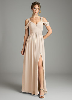 Azazie Lianne Bridesmaid Dresses White Alabaster A-Line Off the Shoulder Chiffon Dress image2