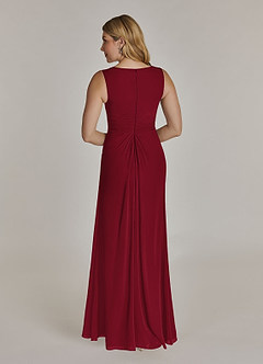 Azazie Manuella Mother of the Bride Dresses Burgundy A-Line V-Neck Pleated Chiffon Dress image7