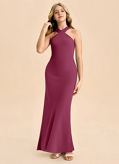 Azazie Doretta Junior Robe Fourreau en Mousseline de soie Plissée Mûre image3