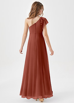 Azazie Arabella Junior Auburn A-Line Ruched Chiffon Dress image6