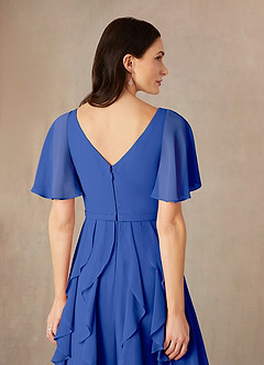 Azazie Watson vestidos de madre de la novia Vestido de Azul Real de Gasa de Corte En A con Cuello en V image5
