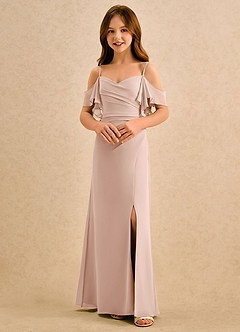 Azazie Pippy Girls Formal Abiti da Ragazza di Fiori Abito A-Line in Chiffon Scollo a Cuore Rosa Inglese image4