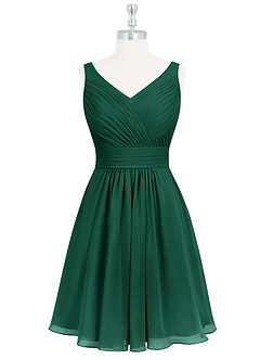 Azazie Grace Bridesmaid Dresses Emerald A-Line Pleated Chiffon Dress image7