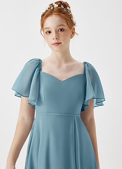 Azazie Chloe Junior Moody Blue A-Line Sweetheart Neckline Chiffon Dress image6