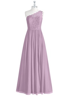 Azazie Demi Bridesmaid Dresses A-Line One Shoulder Chiffon Floor-Length Dress image12