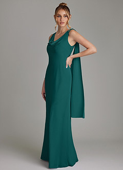 Azazie Essence Bridesmaid Dresses Peacock Sheath Chiffon Dress image1