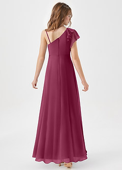 Azazie Arabella Junior Mulberry A-Line Ruched Chiffon Dress image6