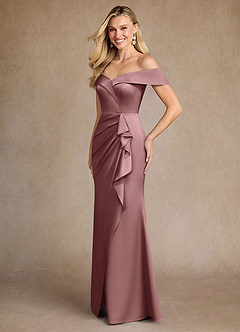 Azazie Laredo Mother of the Bride Dresses Vintage Mauve Mermaid Off the Shoulder Stretch Satin Dress image2
