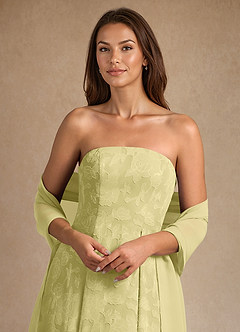 Azazie Lorain vestidos de madre de la novia Vestido de Sorbete De Limón de Devorado Floral de Corte En A con Plisado image10