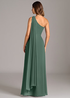 Azazie Tella Bridesmaid Dresses Sea Moss A-Line One Shoulder Chiffon Dress image6