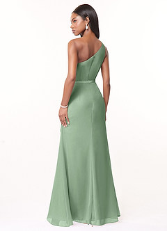 Azazie Liza Vestidos de madrinha de casamento Vestir Matchá de Chiffon de sereia com Um ombro image4