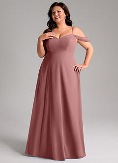 Azazie Marley Bridesmaid Dresses Desert Rose A-Line Off the Shoulder Chiffon Convertible Dress image14