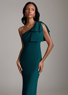 Azazie Yuanna Bridesmaid Dresses Pine Mermaid One Shoulder Chiffon Dress image3