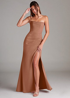 Azazie Leonis Bridesmaid Dresses Bronzer Sheath Strapless Chiffon Convertible Dress image1