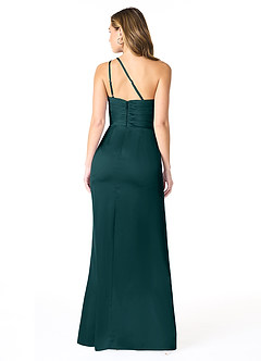 Azazie Eren Bridesmaid Dresses Pine Mermaid One Shoulder Stretch Satin Dress image2