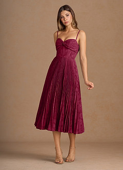 strapless open back dress Prada // Burgundy Gathered & Pleated Midi Dress – VSP Consignment main image 0