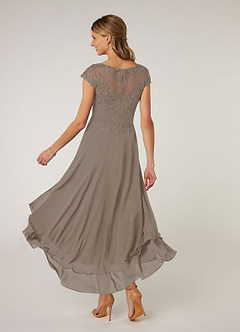 Azazie Shonda vestidos de madre de la novia Vestido de Gris Pardo de Gasa con Encaje image4