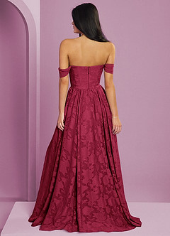 Barbie ♥ Azazie Bridesmaid Dresses Burgundy A-Line Off the Shoulder Floral Burnout Convertible Dress image8