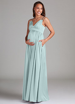Azazie Emree Abiti da damigella d'onore premaman Abito A-Line Con Tasche Raso Elasticizzato Floor-Length image3