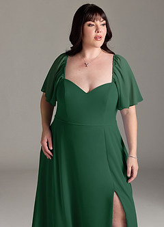 Azazie Chloe Bridesmaid Dresses Dark Green A-Line Sweetheart Neckline Chiffon Dress image12