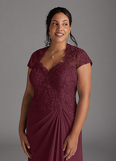 Azazie Junie Mother of the Bride Dresses Cabernet A-Line Lace Chiffon Dress image10