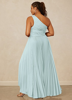 Christian Siriano Bridal for Azazie 1008 Robes de demoiselle d'honneur Robe Trapèze en Satin extensible Ue épaule Verre De Mer image14