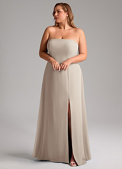 Azazie Wren Vestidos de madrinha de casamento Vestido Geada de Chiffon de Linha A com Fenda Lateral image10