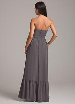 Azazie Kailee Bridesmaid Dresses Steel Grey A-Line with Pockets Chiffon Dress image6