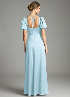 Azazie Fyona Bridesmaid Dresses Sky Blue A-Line Pleated Stretch Satin Dress image7