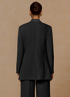 front Margaret Black Cotton Linen Blend Blazer