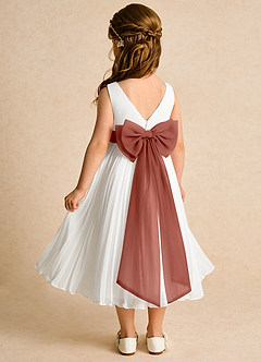 Azazie Margot Flower Girl Dresses Ivory Auburn A-Line Pleated Chiffon Dress image5