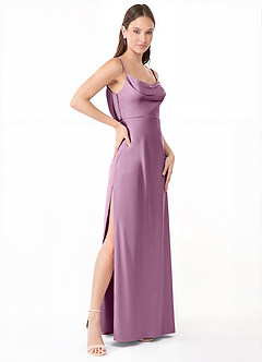 Azazie Alaija Brautjungfernkleider Meerjungfrau-Linie Seitliche Cut-Outs Stretch-Satin Kleid Blauregen image3