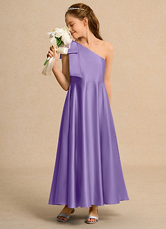 Azazie Guppy Junior Formal Flower Girl Klänningar Klä A-Line i Matt satäng Ena axeln image4