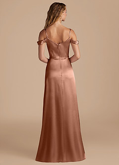 Azazie Ocean Vestidos de damas de honor Vestido de Bronceador de Satén Metálico de Corte en A con Vestidos sin tirantes image2