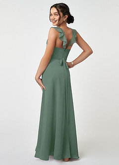 Azazie Emily Junior Eucalyptus A-Line Ruched Chiffon Dress image4